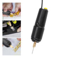 Portable mini electric handheld drill with three bits, USB-powered for kids' outdoor play and DIY activities.