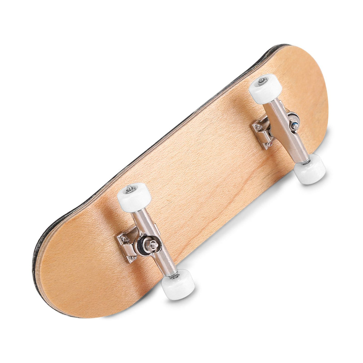 White maple wooden alloy fingerboard skateboard by Everything Baby, with box, designed as a fun building toy for kids.