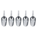 Set of five stainless steel Sweet Scoops for candy buffet, ideal for baby and kids nursing and feeding displays.