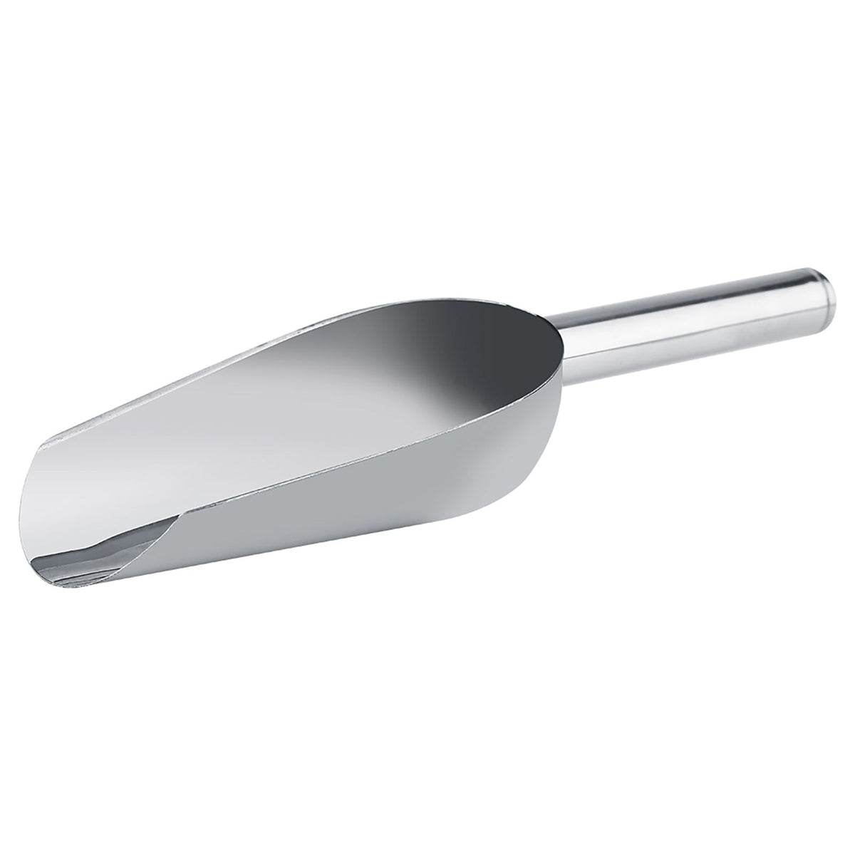 Set of five stainless steel Sweet Scoops for candy buffets, ideal for wedding or party dessert displays, by Everything Baby.