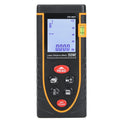 Handheld SNDWAY digital laser distance meter measuring length and volume up to 40m, suitable for outdoor play equipment.