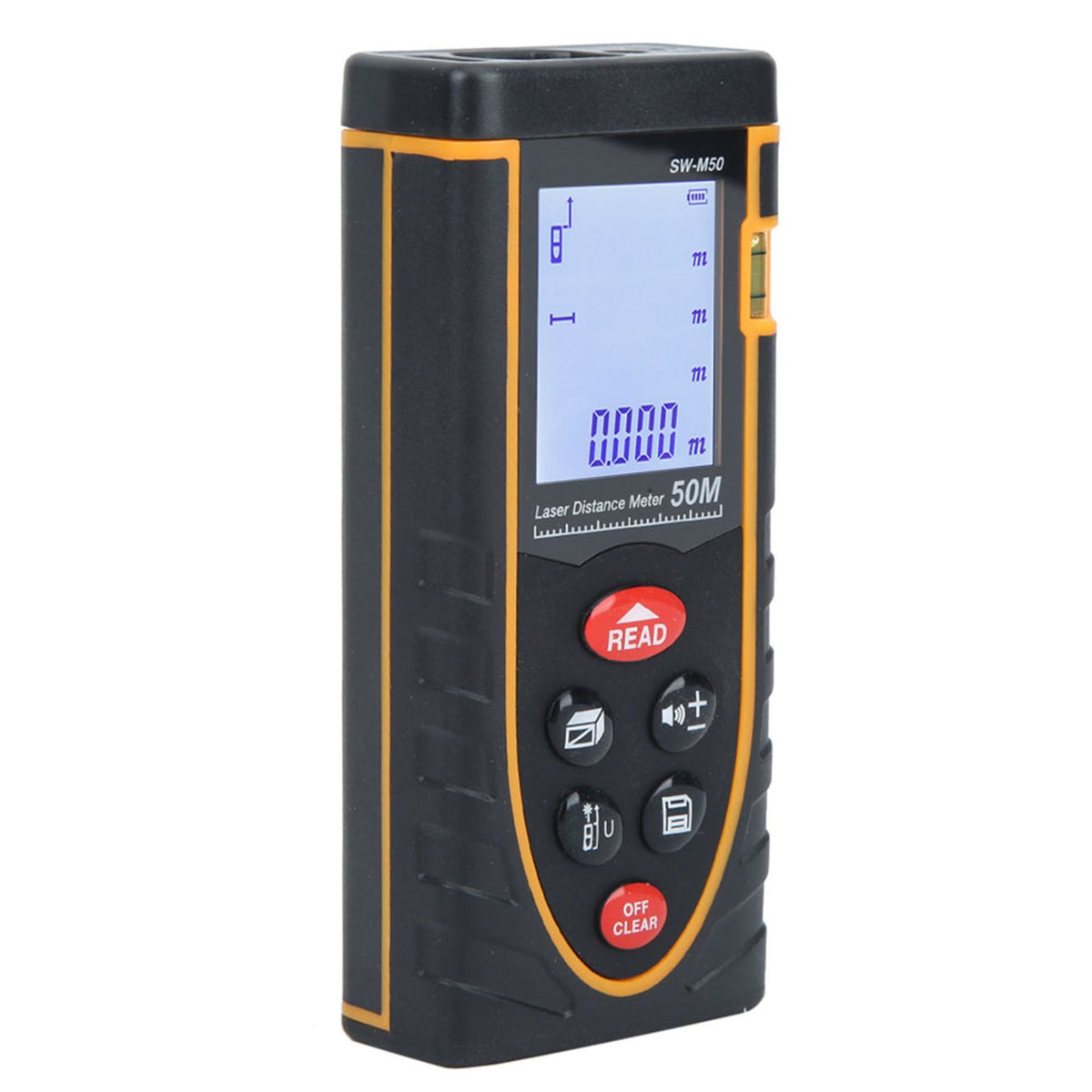 Handheld digital laser distance meter by Everything Baby measuring up to 40m for accurate length and volume calculations.
