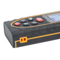 Handheld SNDWAY digital laser distance meter measuring length and volume, compact and portable for outdoor play equipment use.
