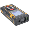 Handheld digital laser distance meter by Everything Baby measuring length and volume up to 40m, used for outdoor play equipment.