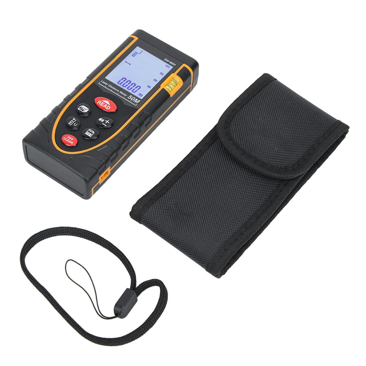 Everything Baby handheld digital laser distance meter measuring length and volume up to 40m, designed for outdoor play equipment.