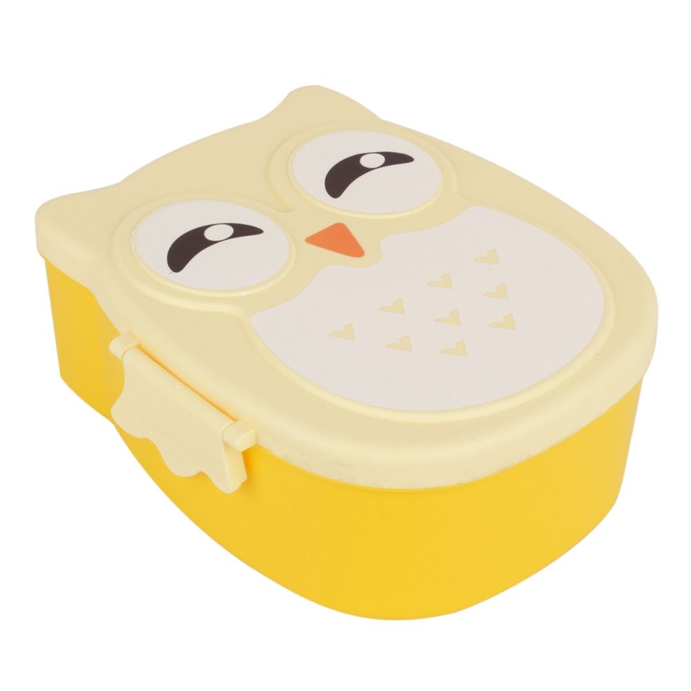 Plastic cartoon owl lunch box by Everything Baby, featuring food-safe microwave storage and playful design for kids.