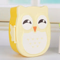 Plastic cartoon owl lunch box for kids, food-safe microwave storage container featuring playful owl design for pretend play.