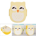 Plastic portable cartoon owl lunch box for kids, food-safe microwave storage container with colorful owl design for pretend play.