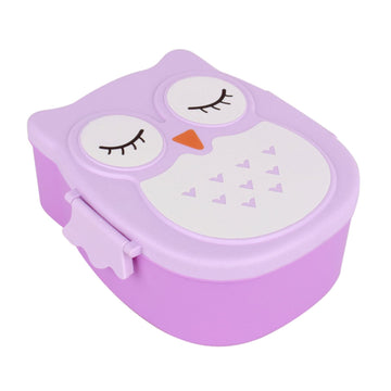 Plastic portable cartoon lunch box with colorful food-safe design for kids, suitable for microwave storage and pretend play.