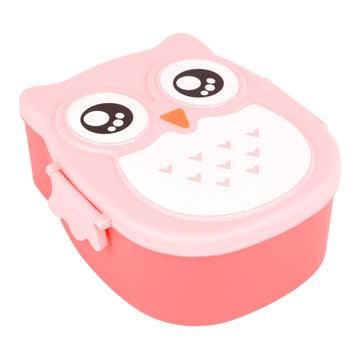 Plastic cartoon owl lunch box by Everything Baby, food-safe microwave storage container for kids, featuring playful owl design.