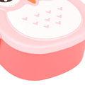 Plastic portable cartoon owl lunch box with food-safe material, featuring a playful owl design for kids' microwave-friendly storage.