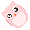 Plastic cartoon owl lunch box by Everything Baby, designed for kids, featuring food-safe plastic and microwave-safe storage.