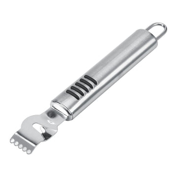 Stainless steel lemon lime orange peeler and citrus zester with ergonomic handle, ideal for peeling and zesting fruits.