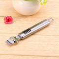 Stainless steel lemon lime orange peeler and citrus scraper for baby feeding and kitchen use, featuring a ergonomic handle.