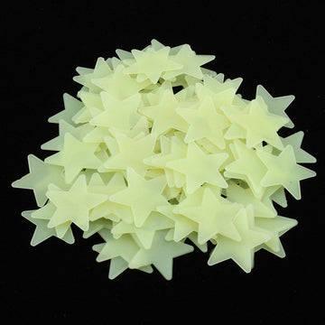 Set of 100 glow-in-the-dark star stickers for nursery walls, perfect for baby and kids' pretend play decor.
