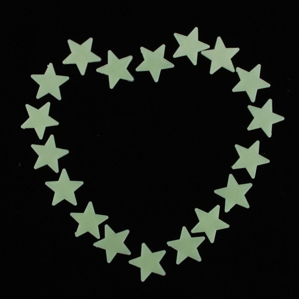Set of 100 glow-in-the-dark 3D star stickers for nursery walls, perfect for kids' pretend play and decorating bedrooms.