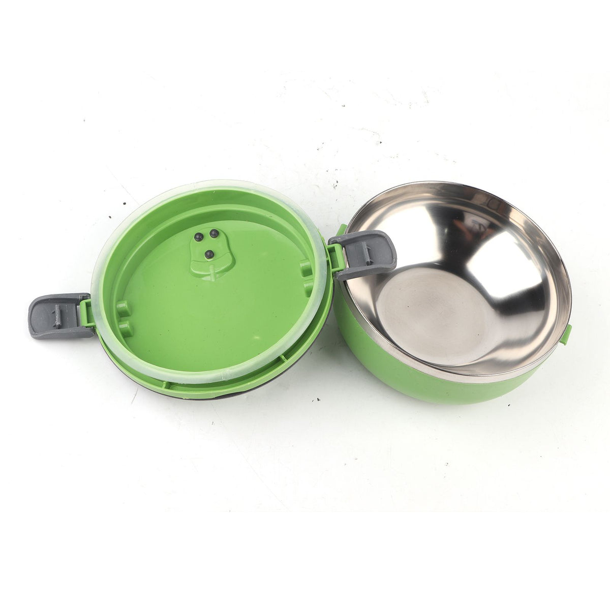 Round stainless steel lunch box with one layer, durable design, ideal for kids' food and nursing, by Everything Baby