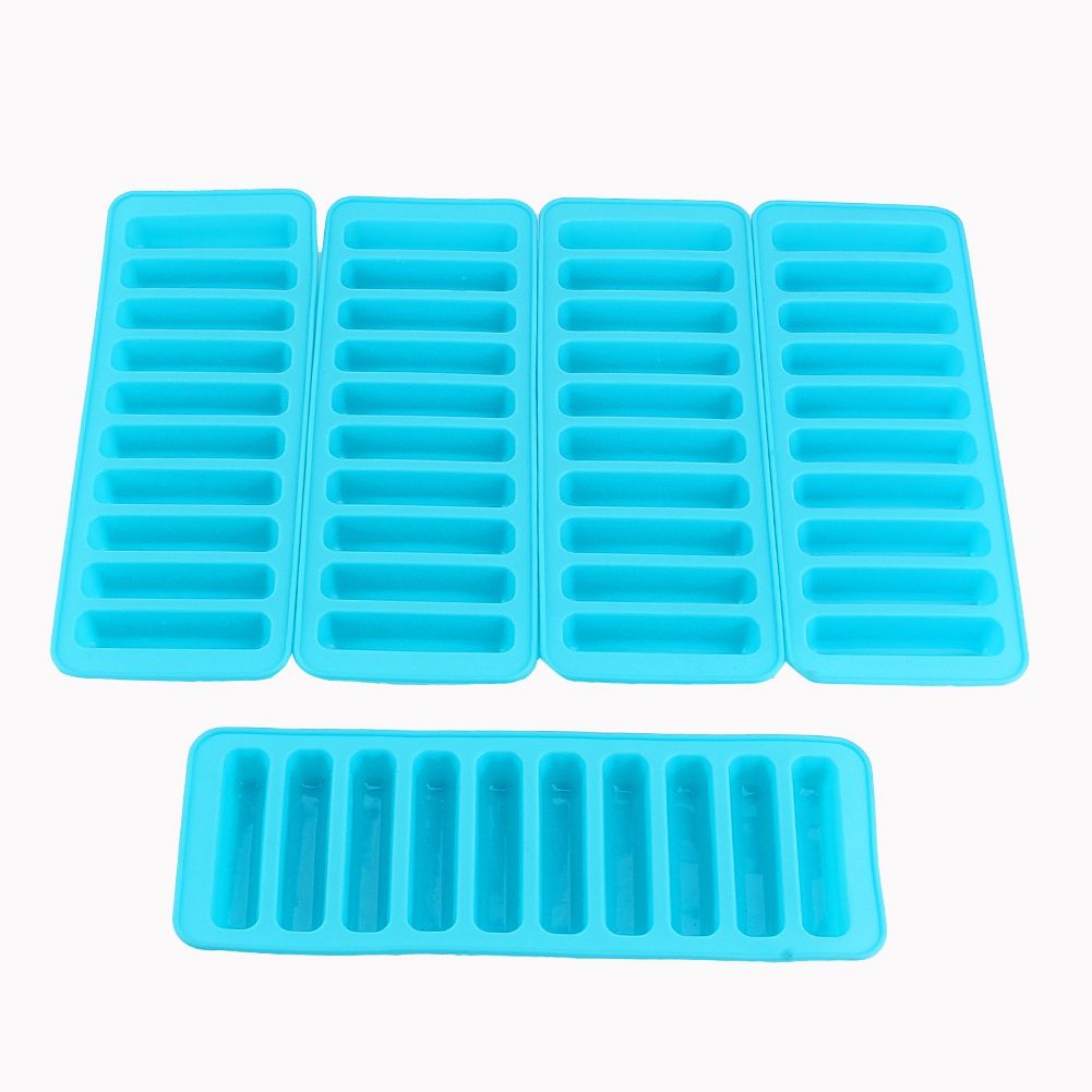 Colorful silicone cylinder ice cube tray for freezing, ideal for making fondant or chocolate molds for baby and kids feeding.