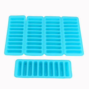 Colorful silicone cylinder ice cube tray for freezing, ideal for making fondant or chocolate molds for baby and kids feeding.