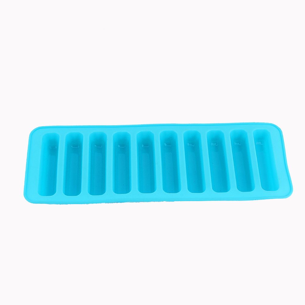 Colorful silicone cylinder ice cube tray with multiple mold cavities for freezing fondant, chocolate, or baby feeding accessories.