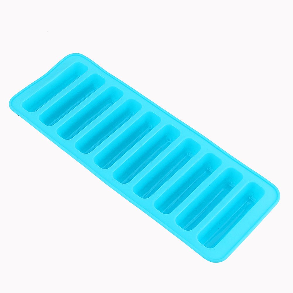 Colorful silicone cylinder ice cube tray for freezing fondant or chocolate, suitable for baby and kids feeding and baking projects.