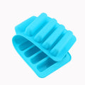Colorful silicone cylinder ice cube tray with multiple molds for freezing fondant or chocolate, suitable for baby feeding and baking.