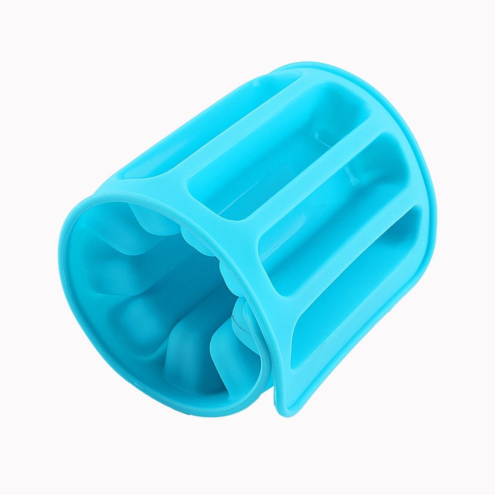 Colorful silicone cylinder ice cube tray for freezing fondant or chocolate, designed for baby and kids feeding and baking.