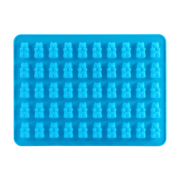 Silicone bear-shaped gummy maker tray for candies, chocolates, and ice, designed for baby and kids feeding activities.
