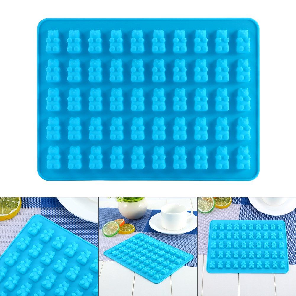 Silicone cavity bear mold for gummies, chocolates, and candies, ideal for baby and kids nursing and feeding treats.