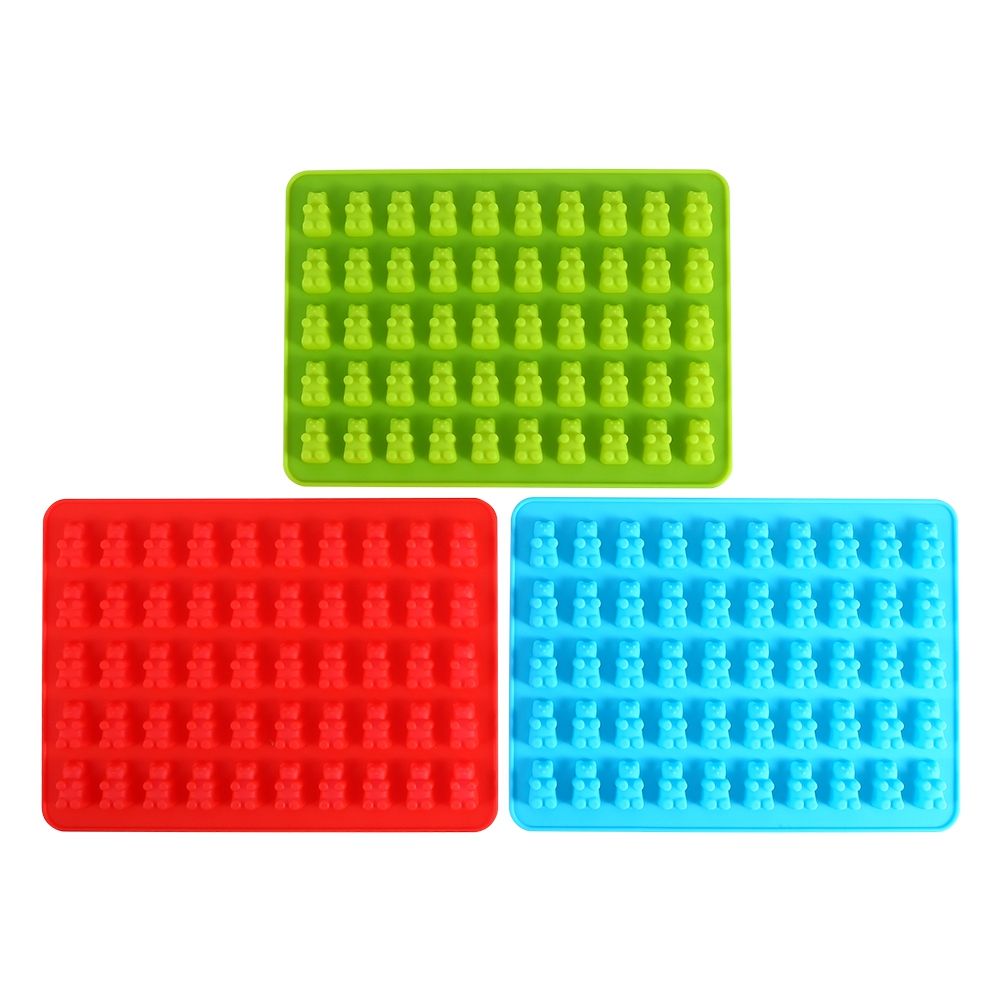 Silicone bear-shaped gummy mold for making candies, chocolates, and ice cubes, ideal for kids' snacks and treats.