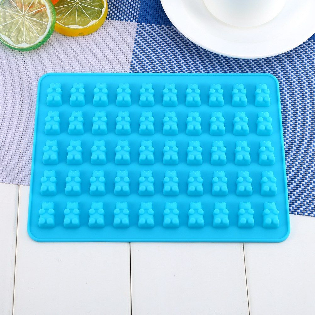 Silicone bear-shaped gummy mold for candy, chocolate, and ice, designed for making fun baby and kids treats.