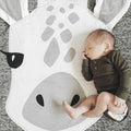 Colorful cotton baby play mat with cute cartoon animal designs, perfect for crawling and pretend play for children.