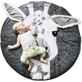 Colorful cotton baby play mat with cute cartoon animal designs, perfect for crawling and pretend play for children.