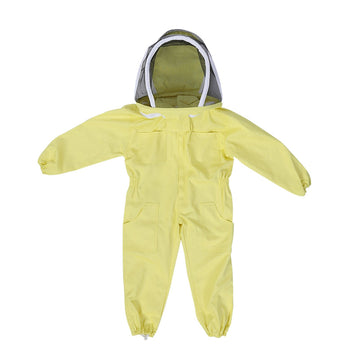 Child in professional beekeeping protective suit, baby bee farm visitor jumpsuit, outdoor outdoor play equipment for kids
