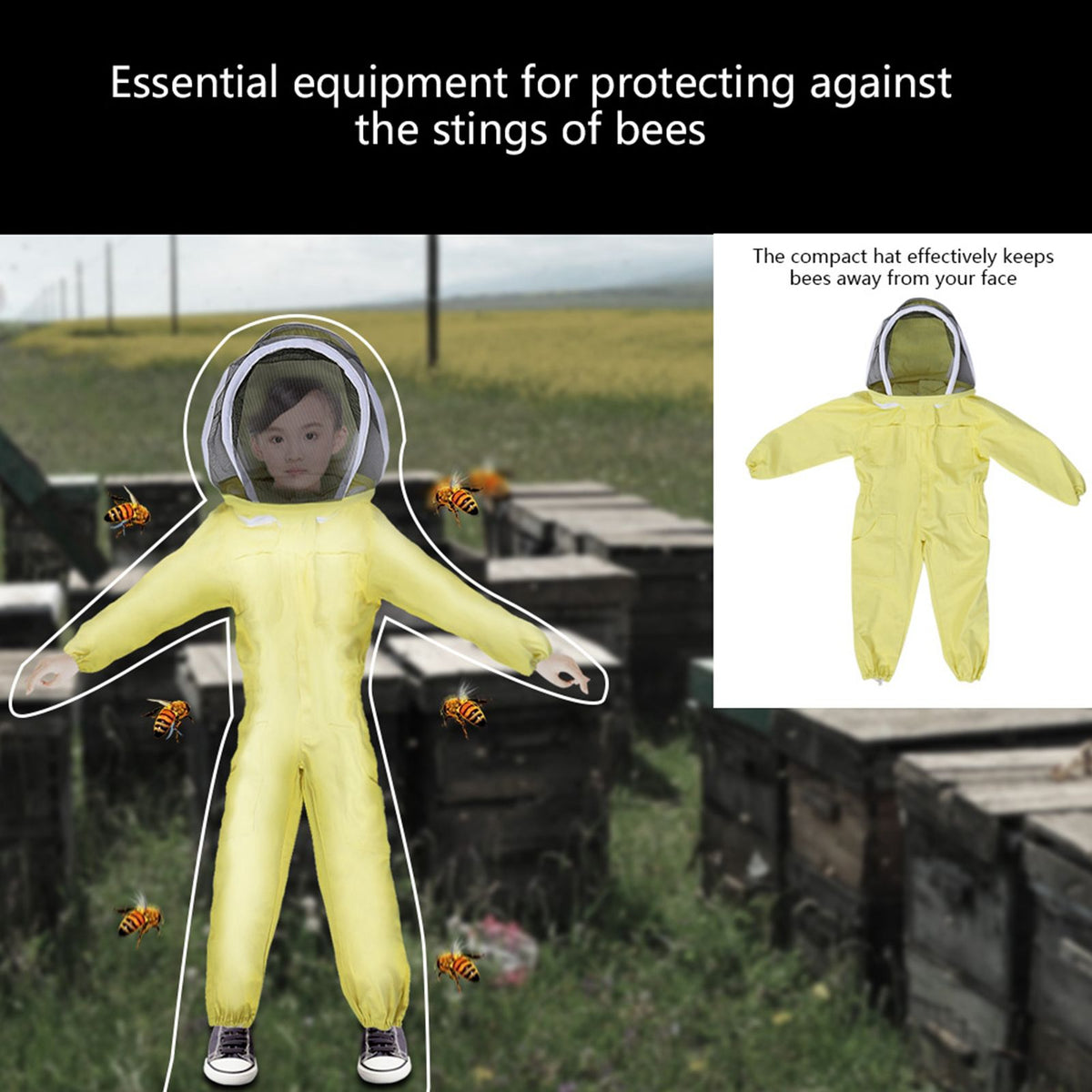 Child beekeeping protective suit by Everything Baby, outdoor jumpsuit designed for kids' bee farm play and safety.