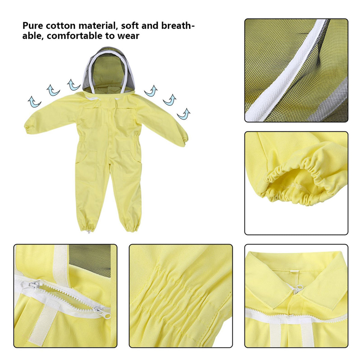 Child-sized beekeeping protective suit by Everything Baby, lightweight jumpsuit designed for safe outdoor bee farm play.