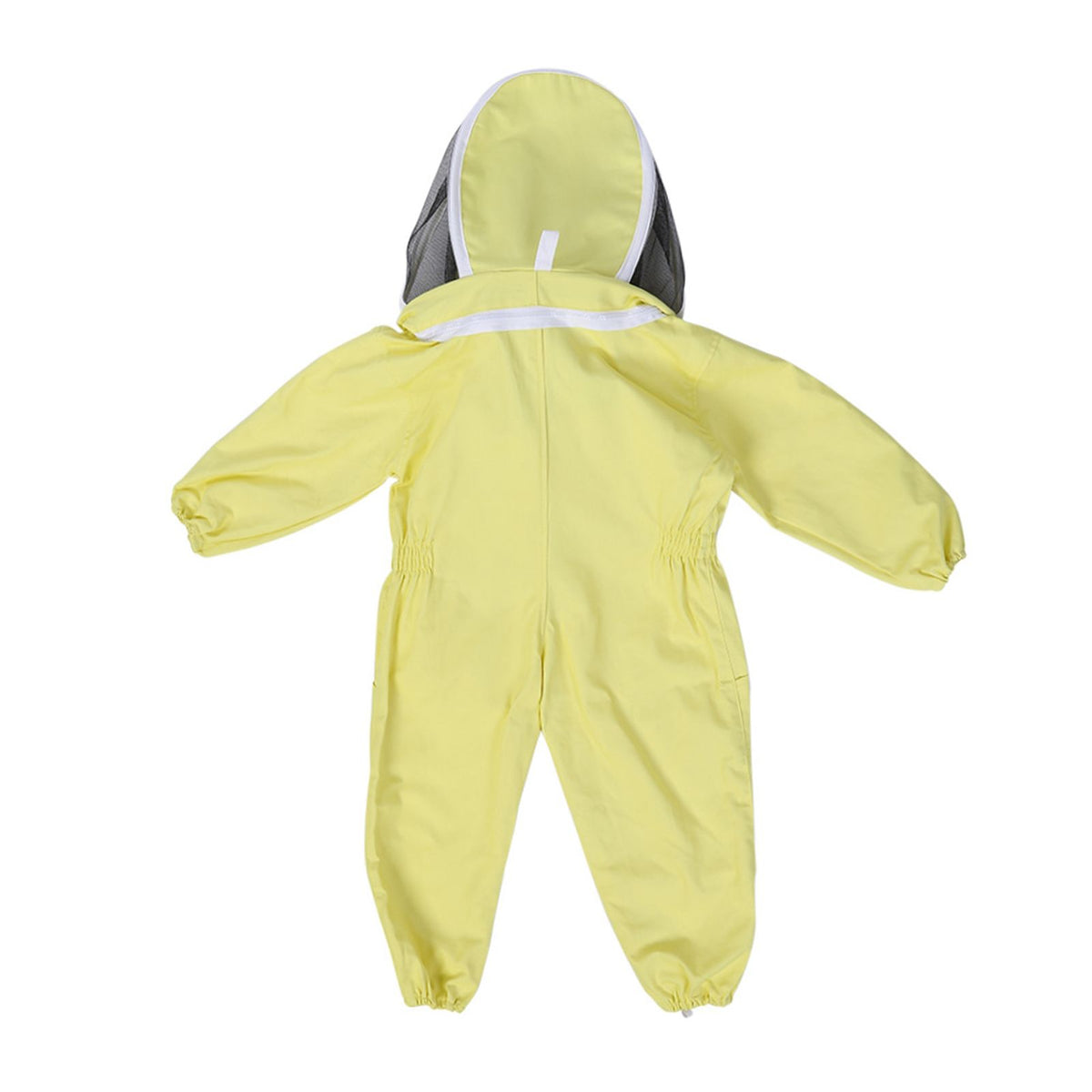 Child beekeeping protective suit by Everything Baby, beige jumpsuit with elastic cuffs, designed for kids' outdoor bee farm play.