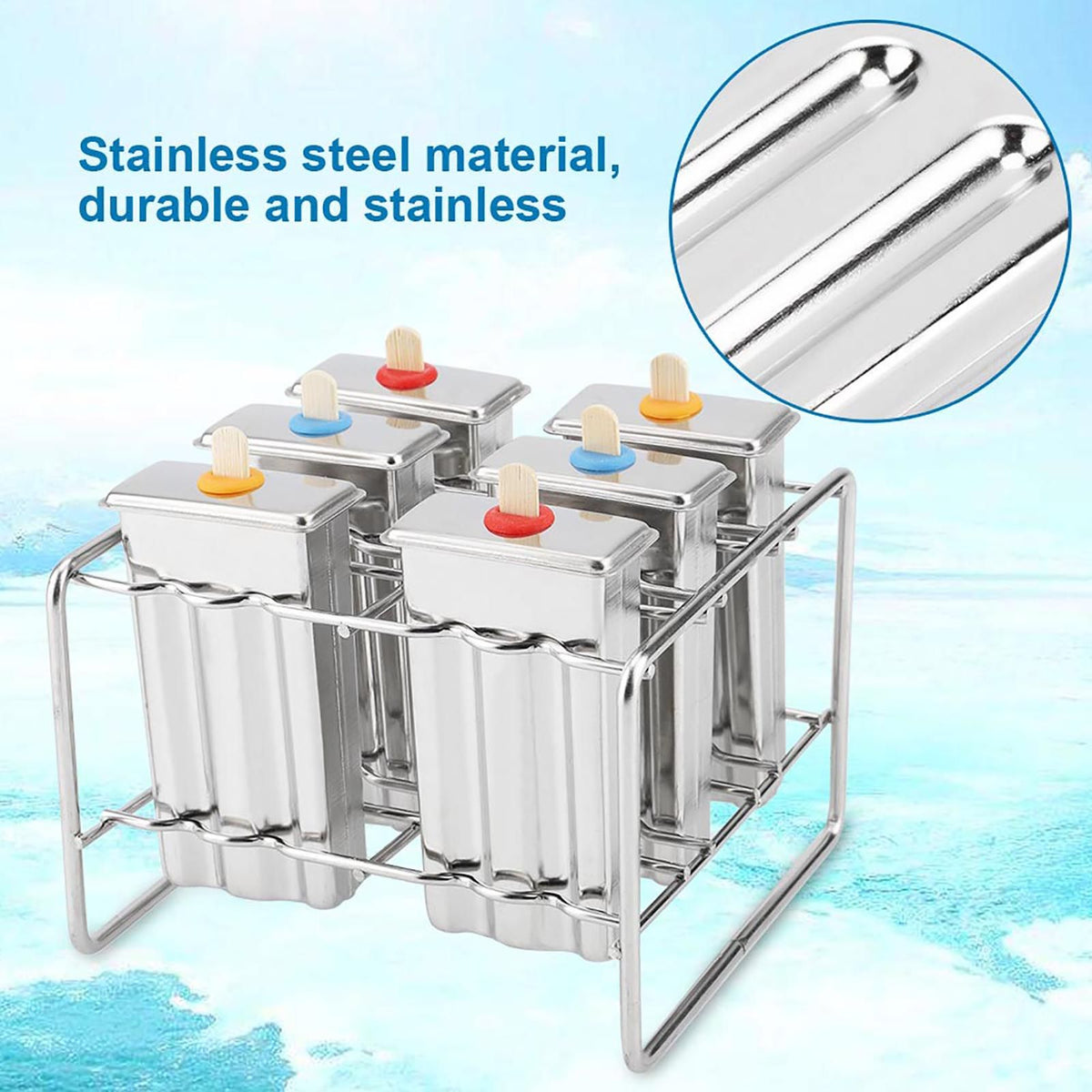 Stainless steel ice pop mold by Everything Baby, designed for DIY ice cream and popsicle making in home or industrial kitchens.