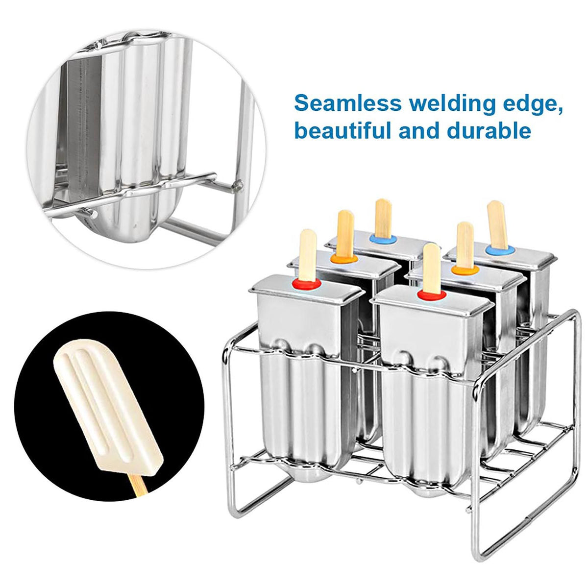 Stainless steel ice pop mold by Everything Baby for DIY ice cream and popsicles, suitable for home or industrial kitchen use.
