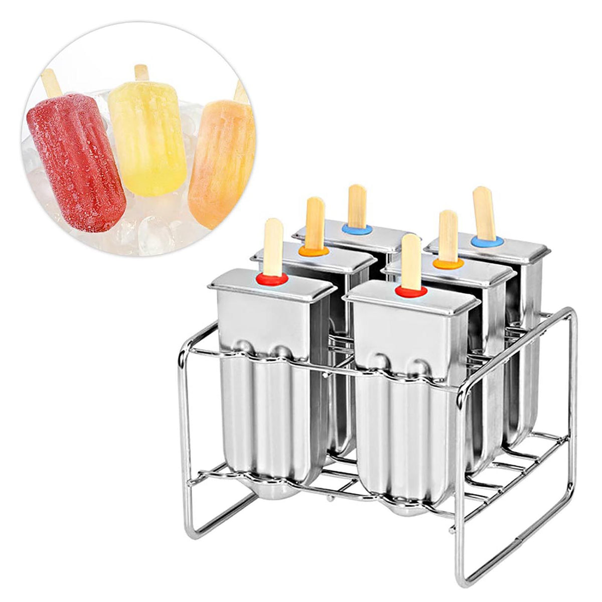 Stainless steel ice pop mold maker by Everything Baby, designed for DIY ice cream and ice pops in a home kitchen setting.