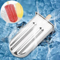 Stainless steel ice pop mold maker for DIY ice cream and pops, ideal for home kitchen and kids’ pretend play cooking activities.