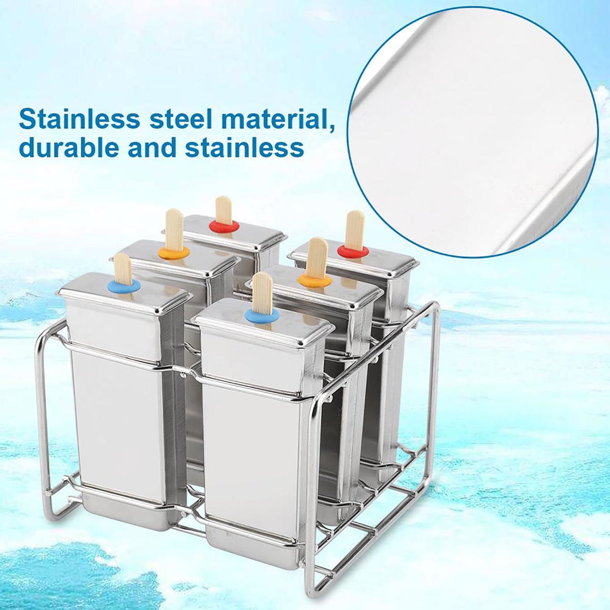 Stainless steel ice pop mold maker for DIY ice cream and treats, designed for home kitchen and industrial use.