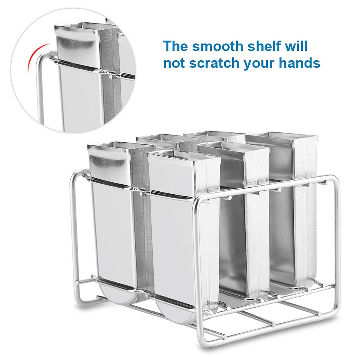 Stainless steel ice pop molds in four sizes by Everything Baby, suitable for making DIY ice pops in home or industrial kitchens.