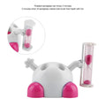 Pink children's toothbrush holder with hourglass timer for 3-minute brushing, part of baby health and grooming kit by Everything Baby.