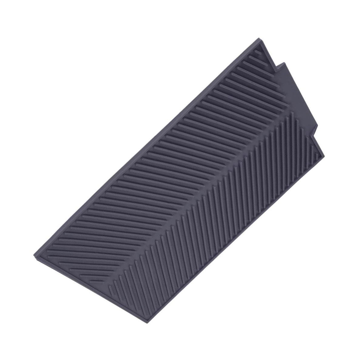 Grey rectangle silicone drain mat for drying dishes, heat resistant and slip-proof tray by Everything Baby for nursing and feeding.