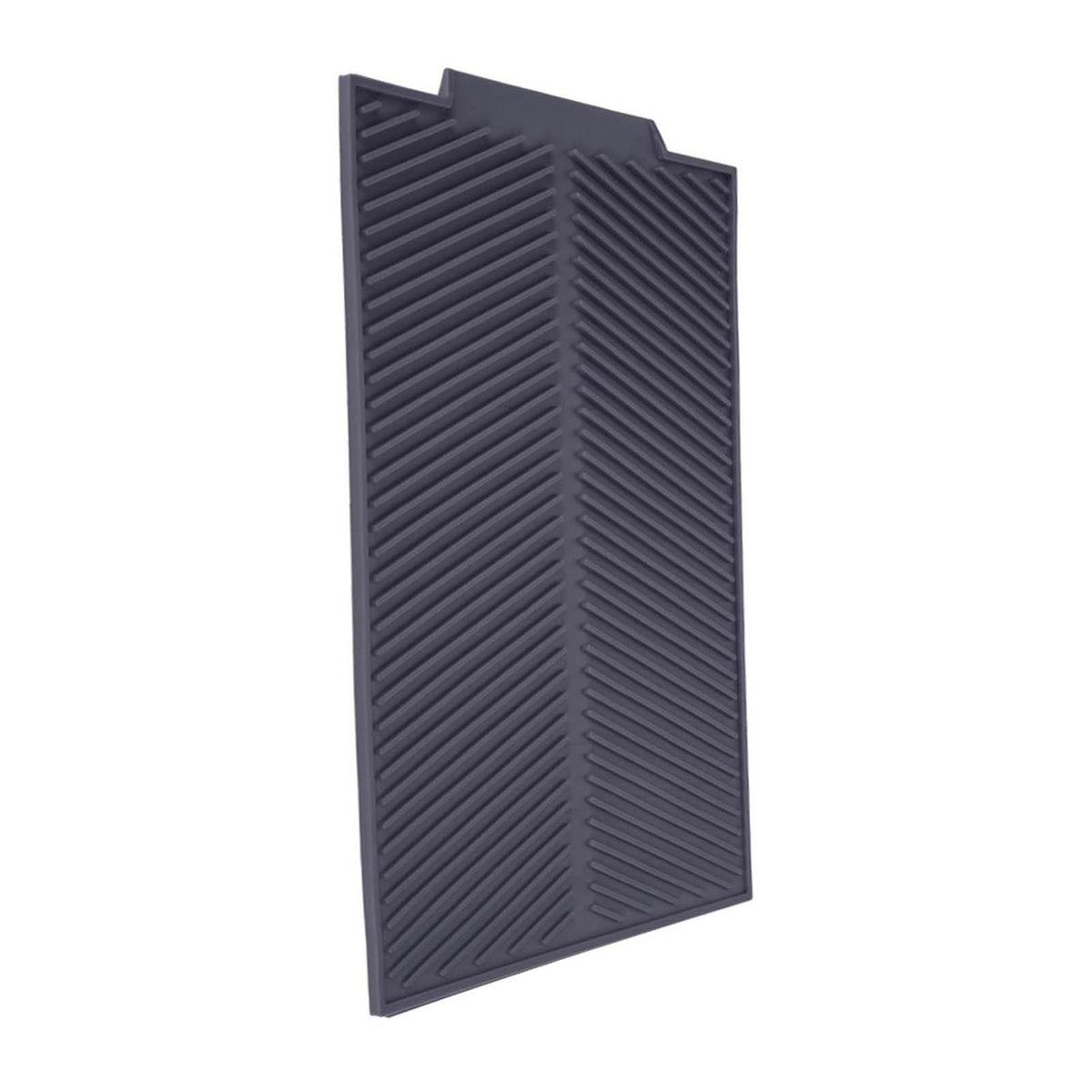 Grey rectangle silicone drain mat for drying dishes, heat resistant and slip-proof tray from Everything Baby, ideal for nursery and kitchen use.