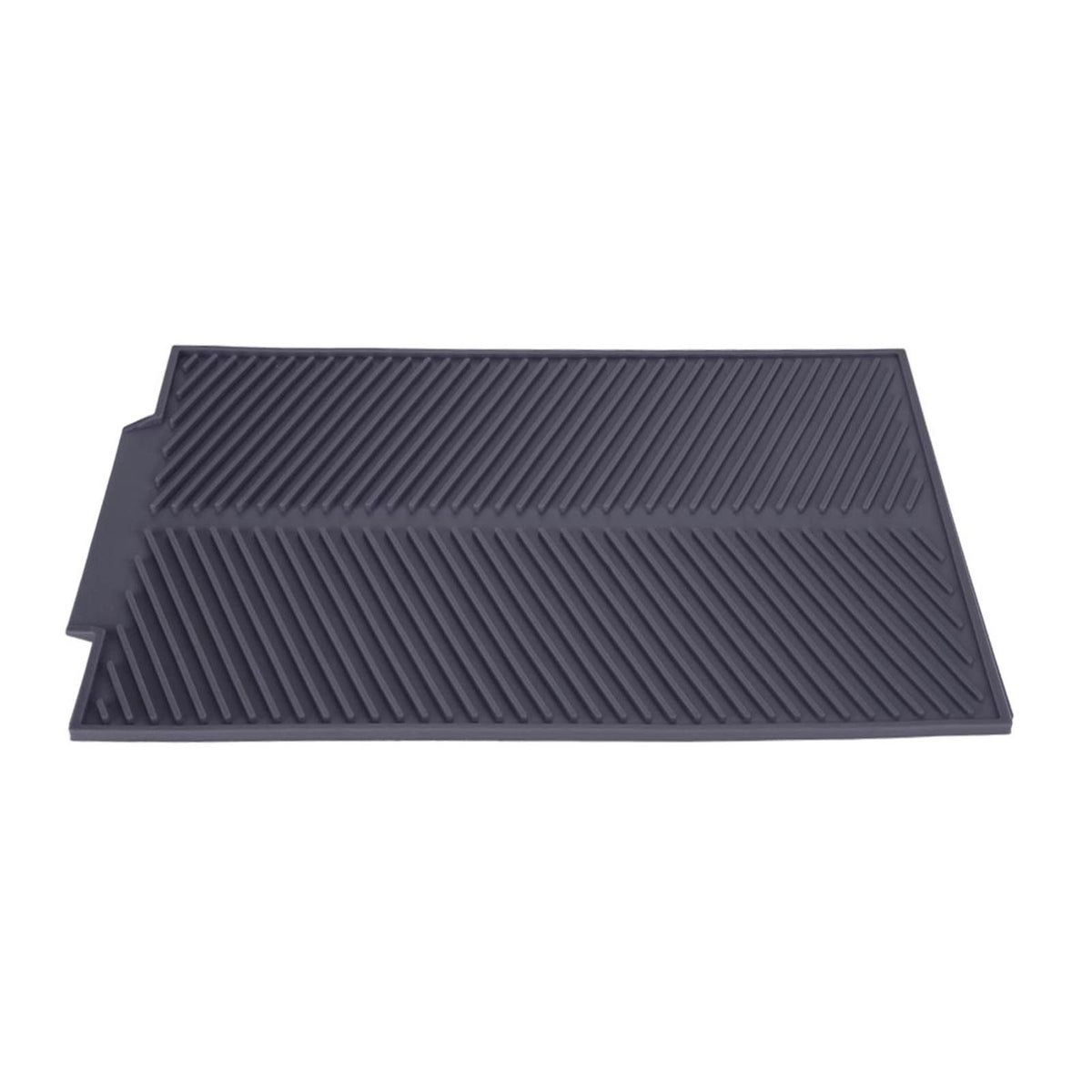 Grey rectangle silicone drain mat for drying dishes, heat resistant and slip-proof tray from Everything Baby, ideal for kitchen use