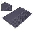 Grey rectangle silicone drain mat for drying dishes, heat resistant, slip-proof tray designed for baby and kids feeding accessories.