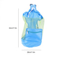 Blue mesh drawstring backpack for kids, perfect for outdoor beach play and toy storage, by Everything Baby.