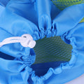 Blue mesh drawstring backpack for kids by Everything Baby, outdoor toy storage bag with shell design for children.